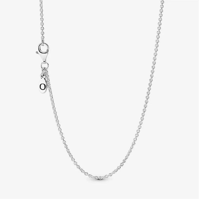 100% 925 Sterling Silver Classic Cable Chain Halsband med hummerlås Fit europeiska hängsmycken och charms mode kvinnor bröllop en201m