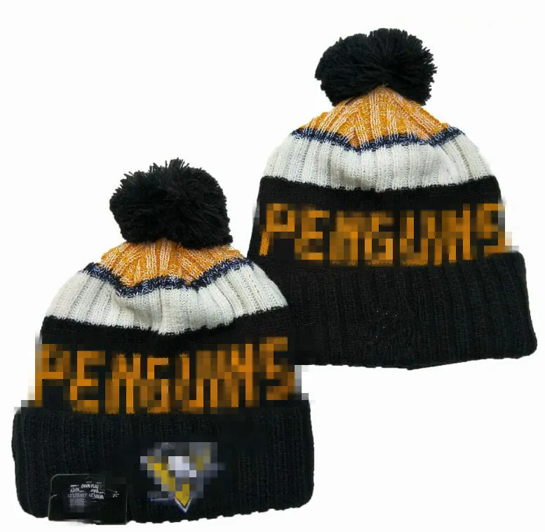 Gorros de luxo PENGUIN Beanie PITTSBURGH Hockey designer Winter Bean homens e mulheres Design de moda chapéus de malha outono boné de lã jacquard unissex crânio esporte chapéu de malha