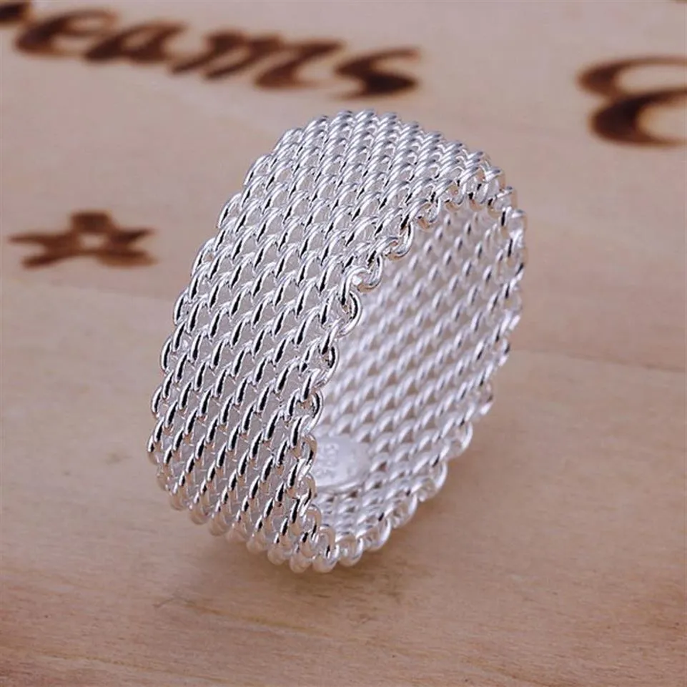 Bague en argent sterling plaqué réseau GR040 pour femmes, bague en argent 925, anneaux 308S