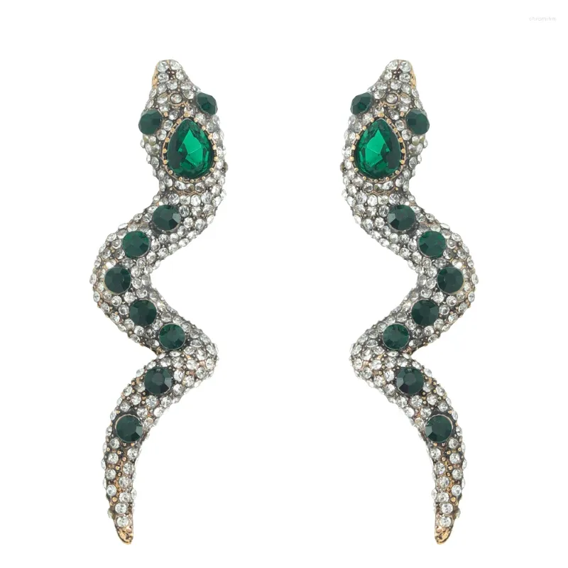 Orecchini pendenti Vedawas 2023 Vintage serpente verde orecchino per le donne alla moda cristallo lucido unico animale goccia accessori gioielli partito