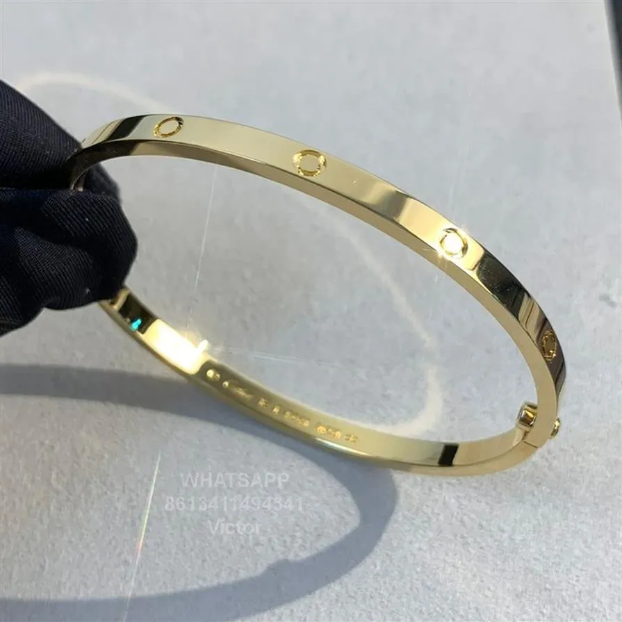 Love bangle version étroite bracelet plaqué or 18 carats trois fois ne se décolore jamais haute qualité taille Europe avec boîte réplique officielle lux252L