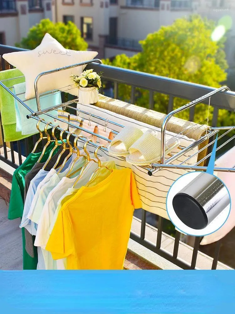 DHgate Stainless Steel Window Sill Drying Rack Small Folding Balcony Hanger Home Garden