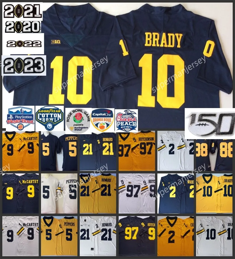 Camisa de futebol americano Blake Corum J.J. McCarthy Aidan Hutchinson Darrius Clemons Donovan Edwards Jake Moody Mike Sainristil Charles Woodson Desmond Howard