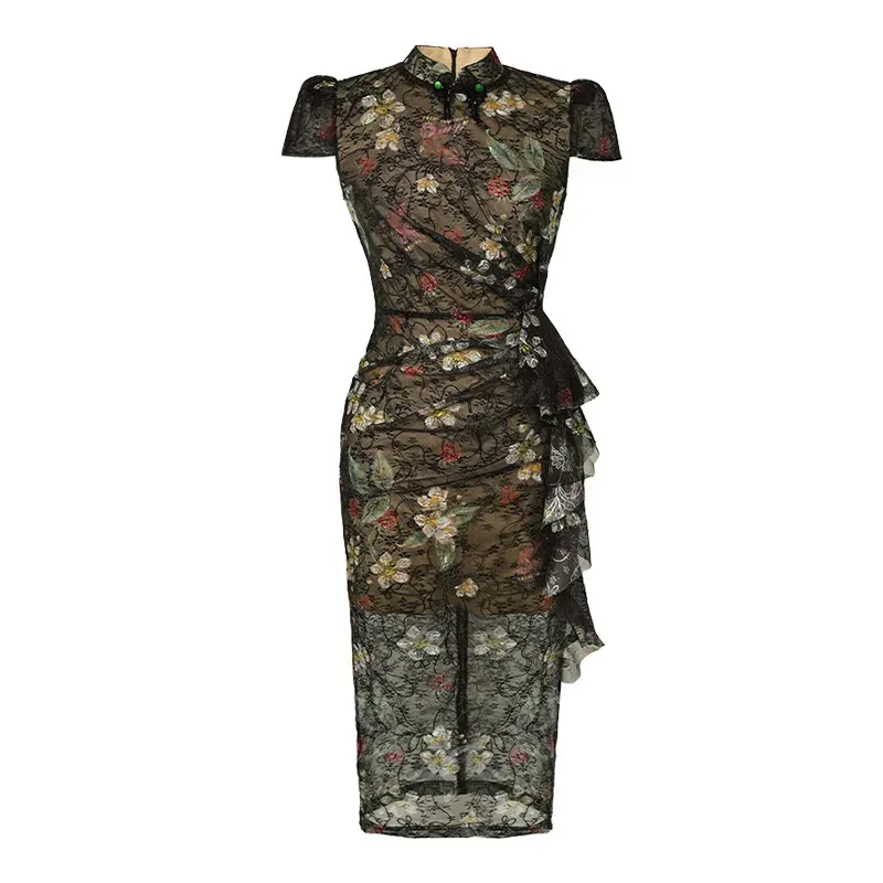knee length dresses for ladies Backless Qipao, halter Cheongsam, Chinese halter dress, halter qipao main image 1