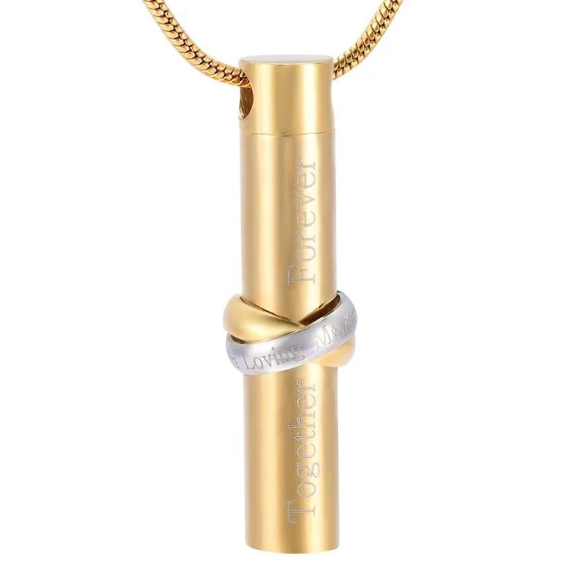 HLN9944 2 anneaux ensemble tenir l'urne cylindrique tenir les cendres urne souvenir bijoux commémoratifs urne de crémation pendentif collier pour animal de compagnie humain A2306