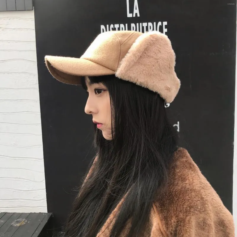 Visors Winter Thick Outdoor Earflap Warm Hat Autumn Plush Thicken Hats Bycling Windproof For Woman Trend Cap