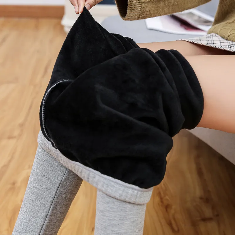 Fashion Warm Cashmere Leggings High Waist Winter Leggins Thick Velvet Knitted Women Solid Elastic Pants