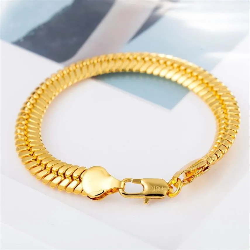 18k Yellow Gold Filled Herringbone Malabar Gold Bracelet For Men