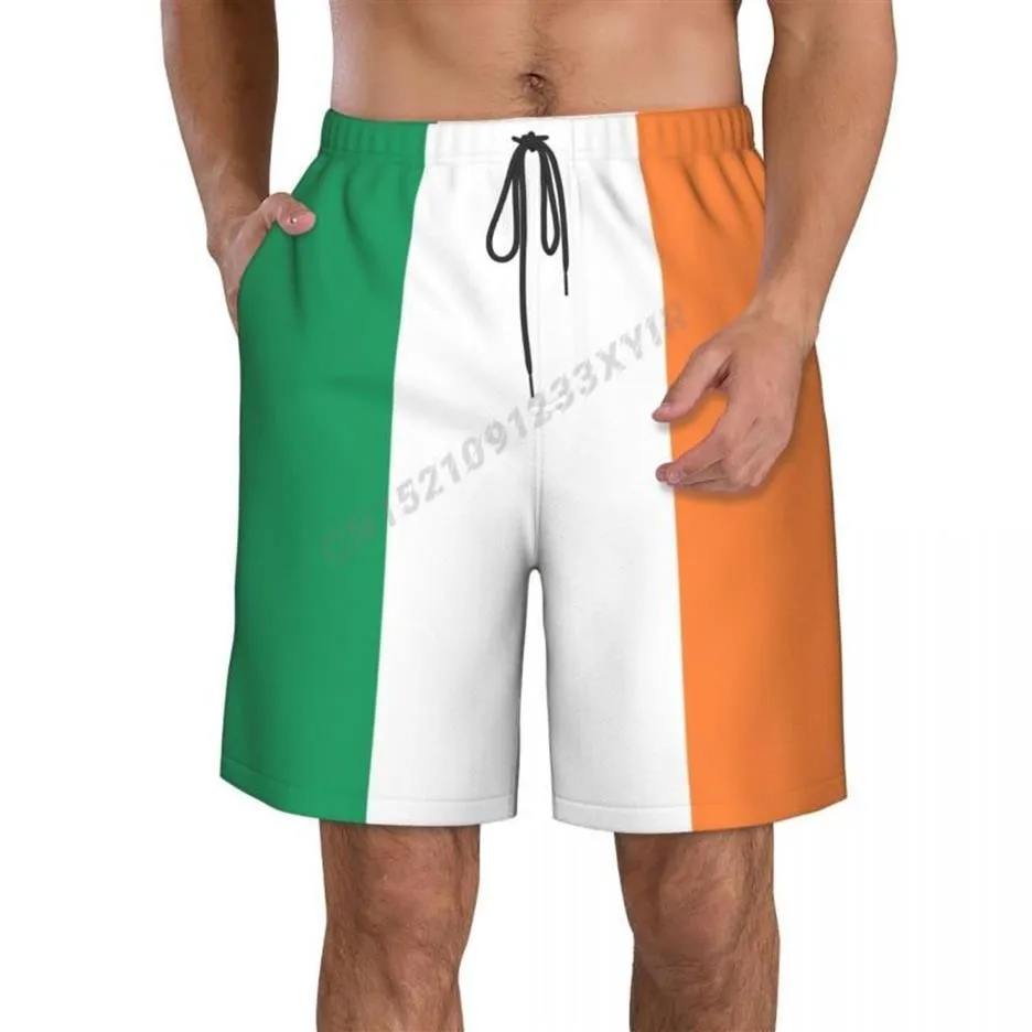 Men's Shorts Summer Men's Ireland Flag Beach Pants Surfing M-2XL Polyester Swimwear RunningMen's232c
