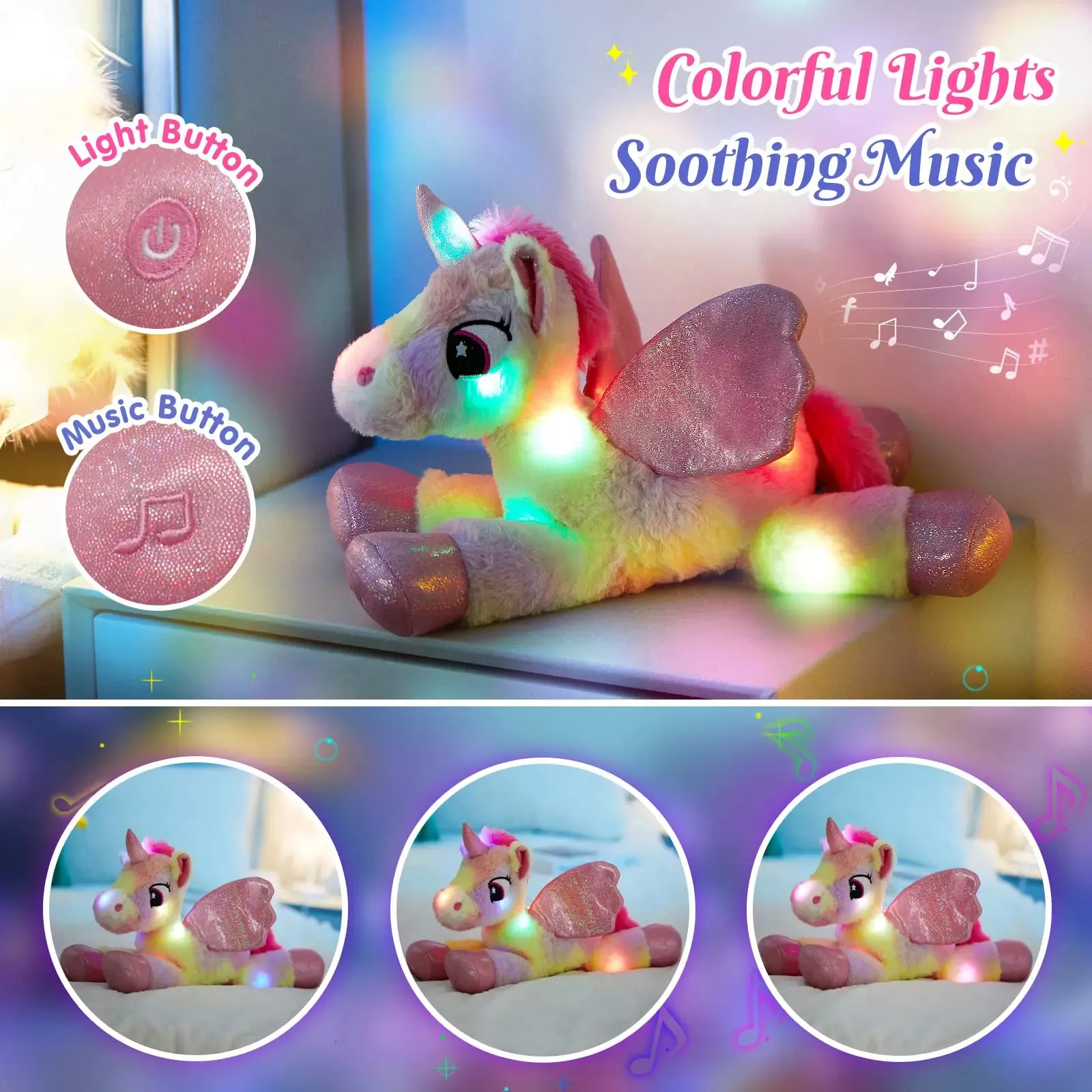 Unicorn Toys Unicorn Light Up Teddy Rainbow Unicorn Plush Toy With