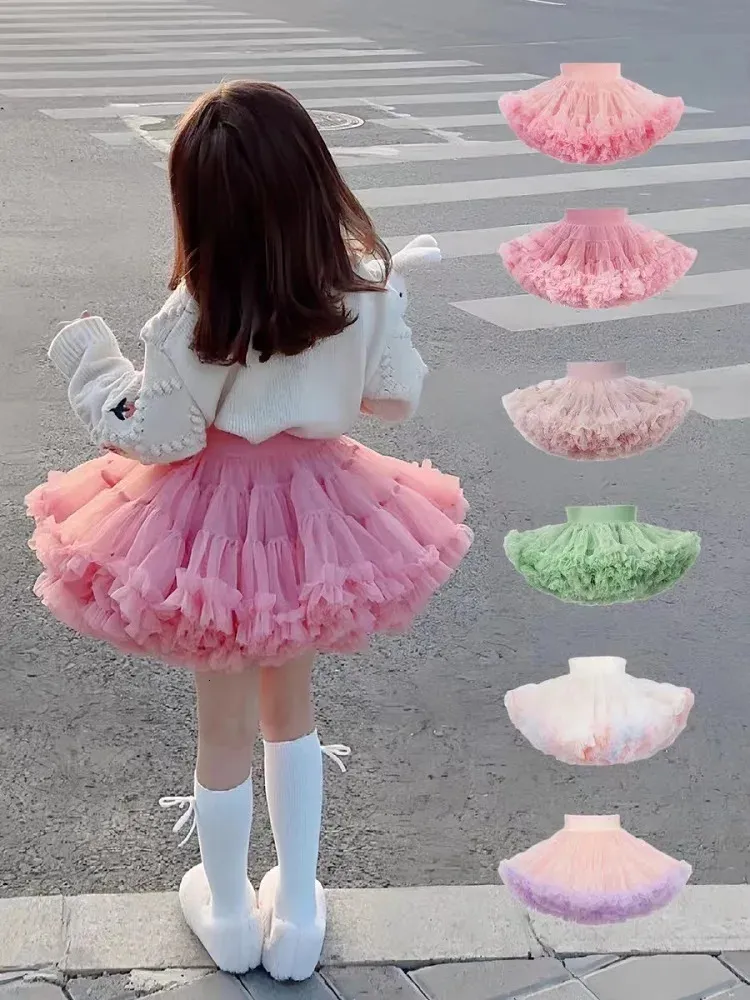 Skirts Baby Girls Tutu Skirt Fluffy Children Ballet Kids Pettiskirt Baby Girl Skirts Infant Ball Gown Princess Tulle Party Dance Skirts 231013