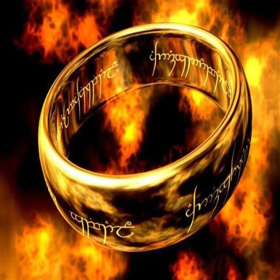 Mężczyzny The Lord of the Ring Power Pure Tungsten Steel Gold Pierścienie Pierścień Power Finger Ring2111