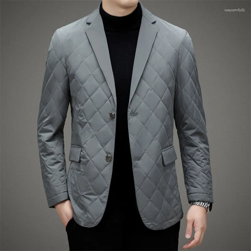Erkek Suit 2023 Yüksek kaliteli sonbahar moda pamuklu takım elbise polyester ve kış iş blazerleri tek göğüslü göğüslü