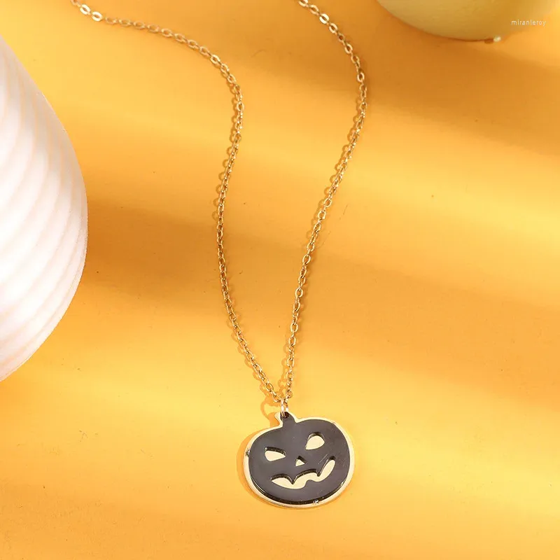 Pendentif Colliers WANGAIYAO2023 Mode Halloween Ne se décolore pas chaîne de clavicule personnalité assortie collier de citrouille accessoires vacances