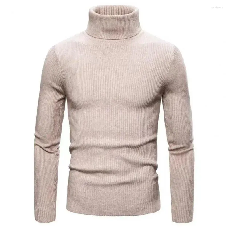 Men's Sweaters Slim Fit Knitting Top Stylish Knit Sweater Turtleneck Pullover For Autumn/winter Solid Color Long Sleeve Ribbed