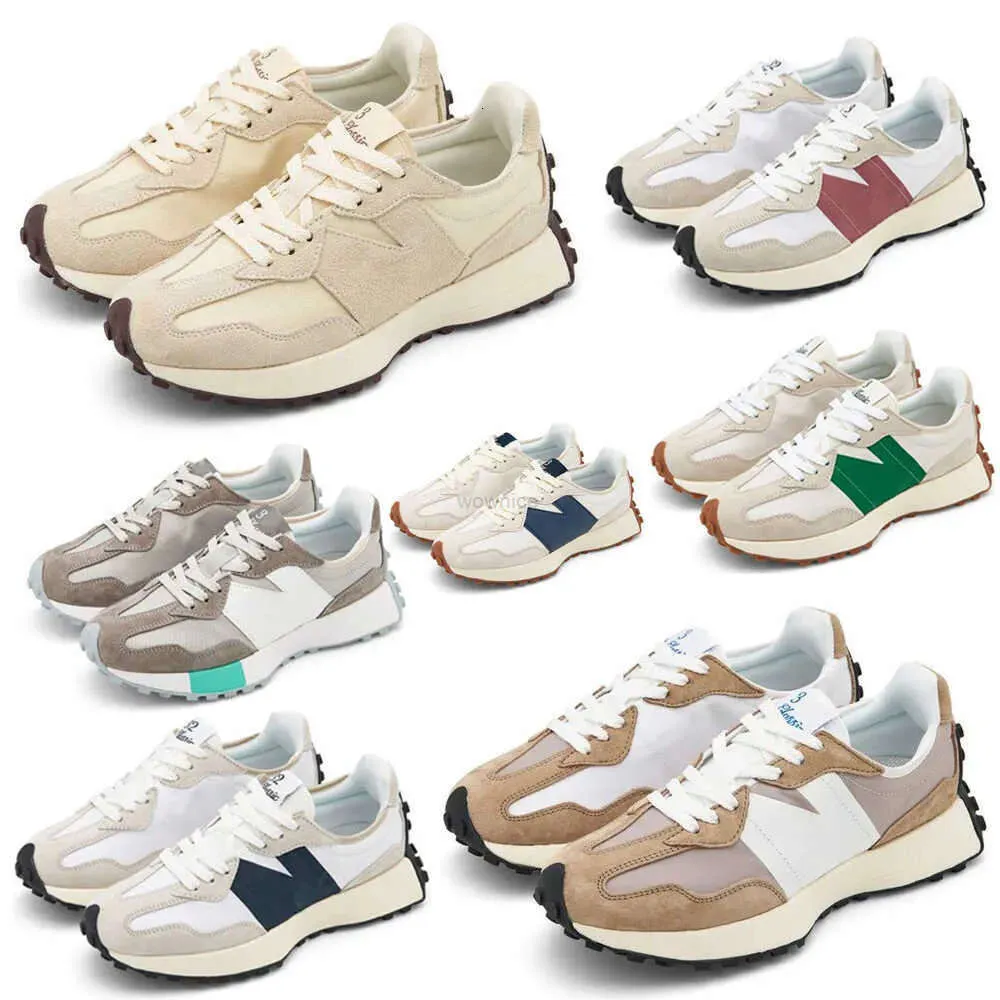 Sneakers N 327 Womens Low Jogging Walking Shoes Brown Camouflage White Grey Blue Bean Milk Light Camel White Grass Green Sea Salt Men Running Shoes