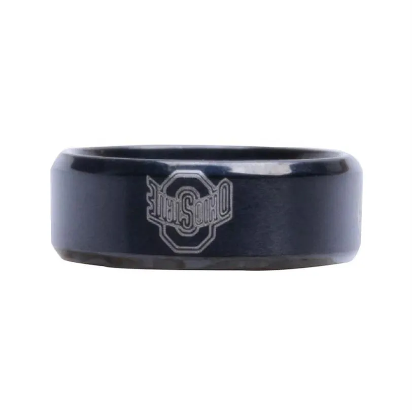 Nouveauté noir Ohio State University signe en acier inoxydable hommes anneau mâle Ring306D