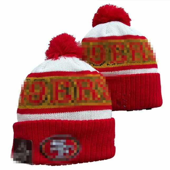 Erkekler örme kelepçeli pom 49er Beanies San Francisco Bobble Hats SF Sport Örgü Şapka Çizgili kenar çizgisi Sıcak Beyzbol Beanes Cap Cap Cap Kadınlar A5