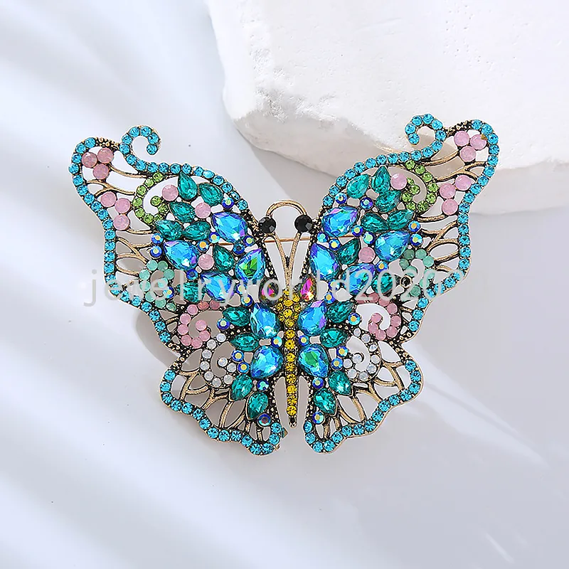 Luxo requintado completo incrustado zircão brilhante borboleta broche moda senhoras broche senhoras vestido de festa de casamento pino jóias presente