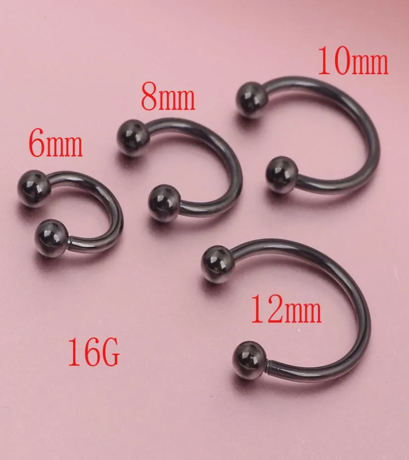 Anodized BLACK Horseshoe Bar Lip Nose Septum Ear Ring Various Sizes available Piercing Nose Body jewelry3785479