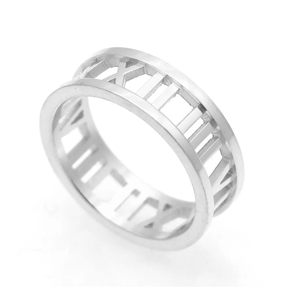 Titanium Steel New Roman Love Brand Pierścienie biżuteria Whole Heart Love Rings for Woman Wedding Ring Biżuteria 18k złota srebrna róża c316e