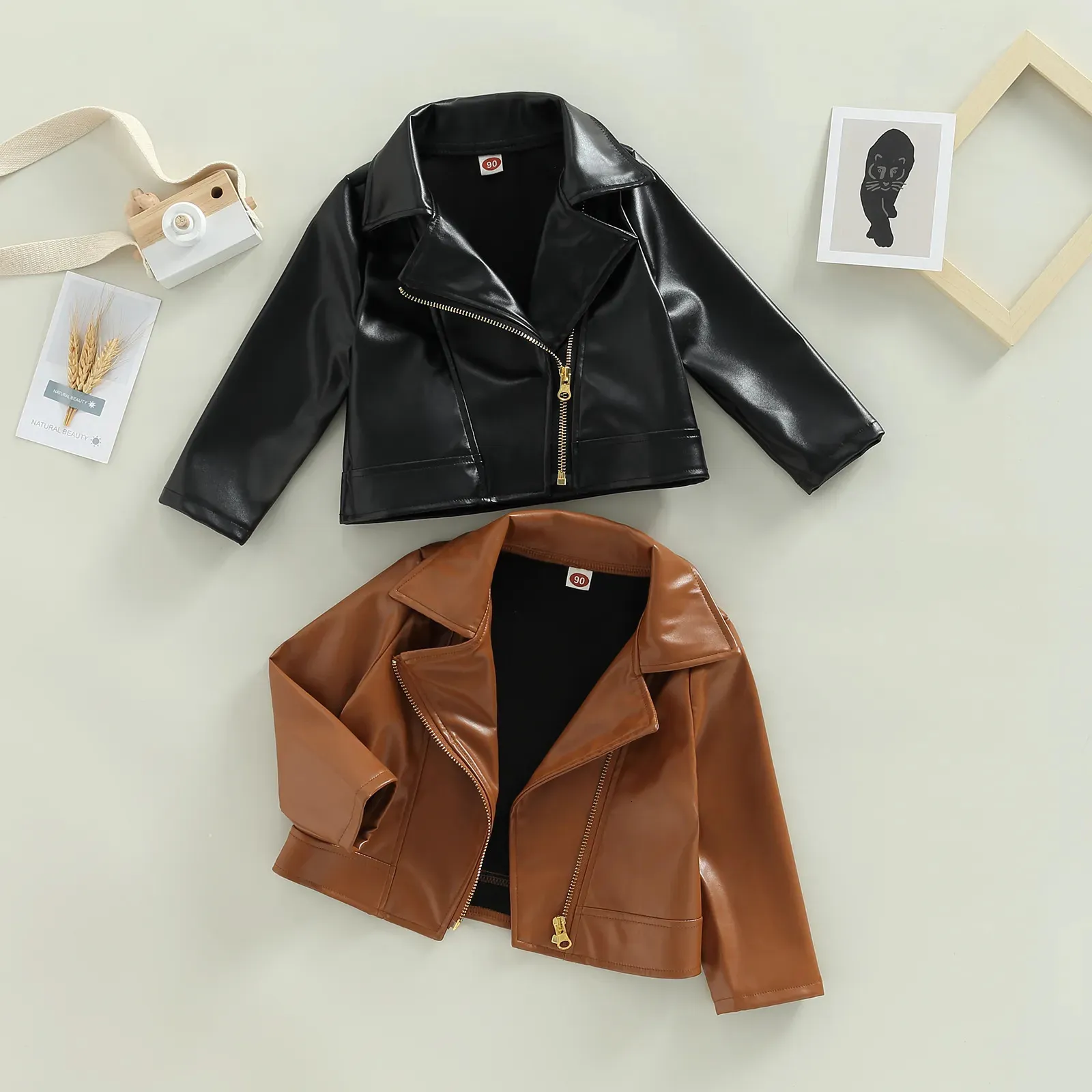 Fjnbbiot Spring Autumn Women Faux Leather Jacket High Street