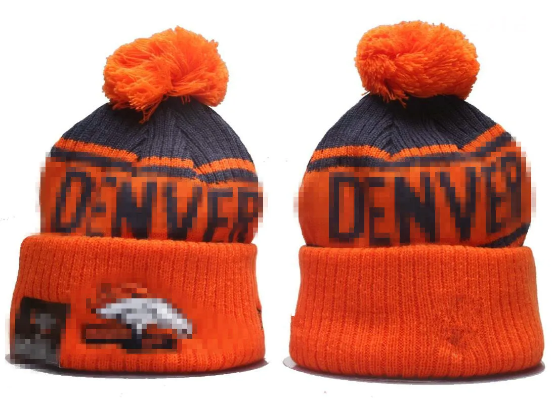 Männer Gestrickte BRONCOS Beanies Bommelmützen Bommelmützen Sport Strickmütze Gestreifte Nebenlinie Wolle Warme Baseballmützen Kappe Für Frauen a9