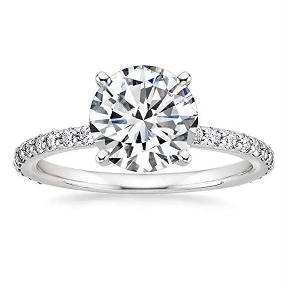 Anelli a grappolo EAMTI Argento sterling 925 per donna 1/25 CT Solitario rotondo Anello di fidanzamento con zirconi cubici Misura promessa 4-12231p