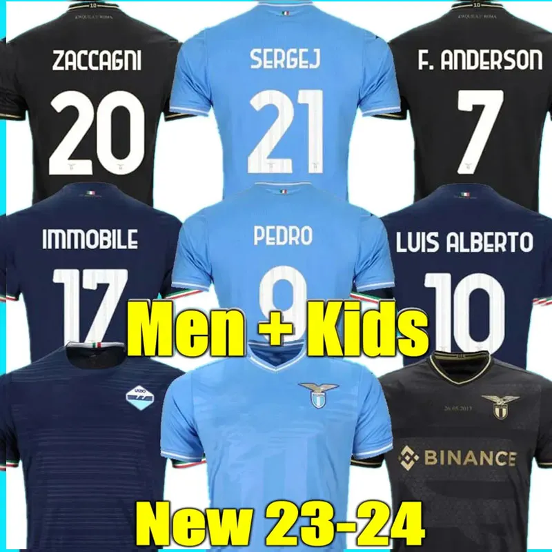 Camisas de futebol da Lazio 23 24 IMMOBILE KAMADA LUIS ALBERTO GUENDOUZI Camisas de futebol da Lazio F.ANDERSON RADU PEDRO camisa