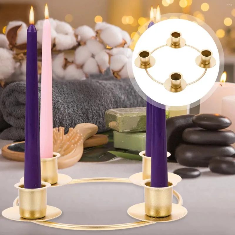 Candle Holders Taper Candles Decorative Rings Ornament Small Dining Table Iron Holder Wreath Accessories Party