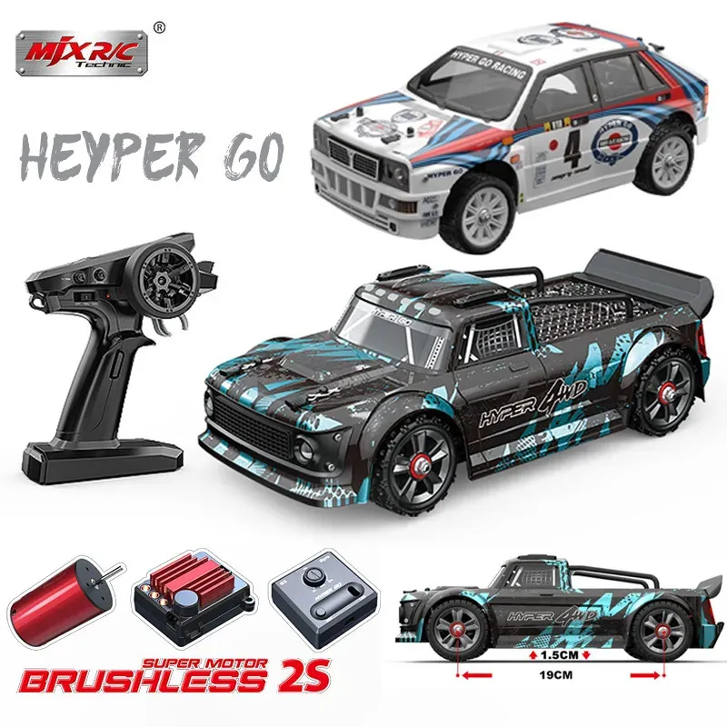 Carro elétrico RC MJX Hyper Go 1430114302 Carro RC sem escova 2.4G 114 Captador de controle remoto 4WD de alta velocidade Off-road ESC Drifting Vehicle Boy Toys 231013