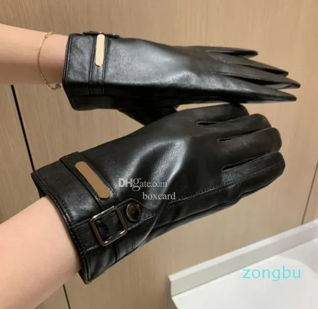 Leather Gloves High End Sheepskin Mittens Boy Outdoor Designer Gloves With Box