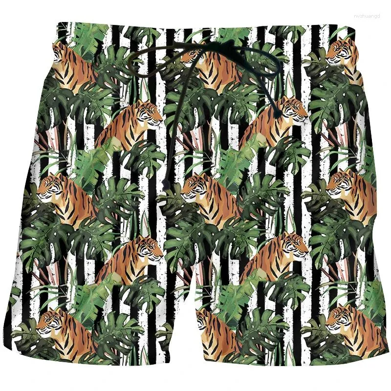 Herr shorts blad tiger barn vuxna mode 3d tryckt casual män basket par outfit strandanpassad