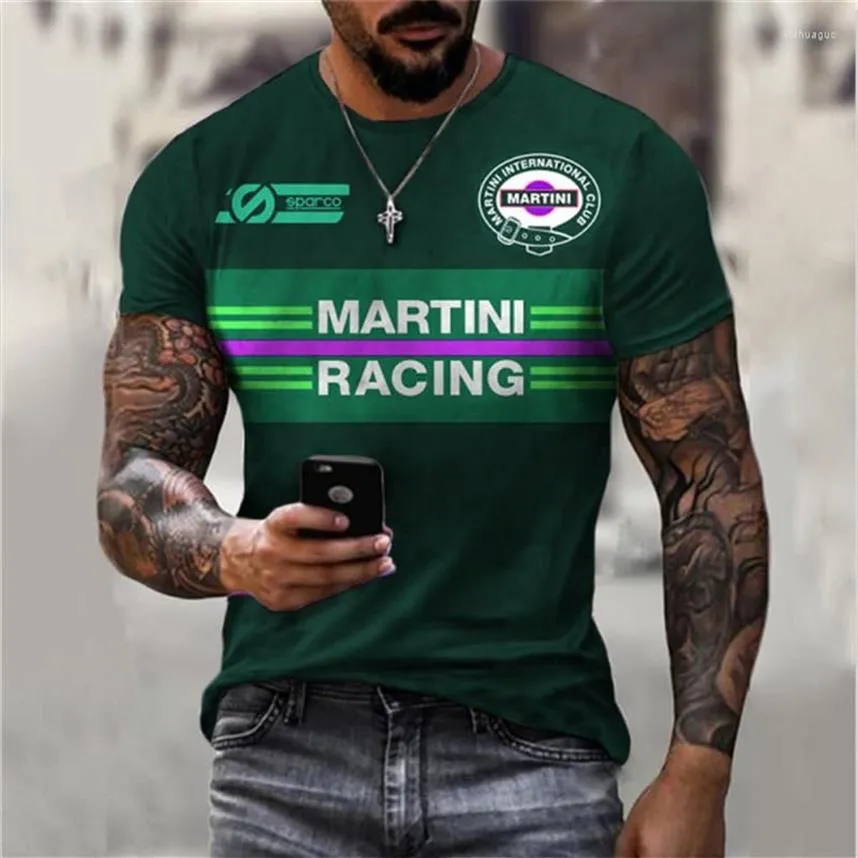 T-Shirts pour hommes T-Shirts imprimés en 3D MARTINI RACING hommes col rond manches courtes été haut surdimensionné respirant 284J