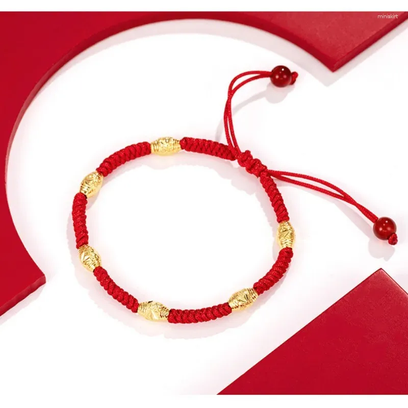 Bracelet 2023 Classique 24K Plaqué Or Bracelet Charme Dorure Corde Rouge BraceletBracelet Pour FemmesHommes Fille Premium Bijoux Réglable