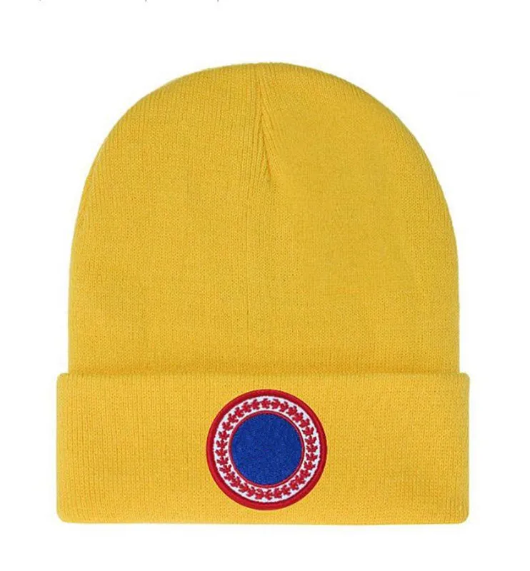 Outono e inverno Canadá chapéu de malha gorro de luxo masculino e feminino unissex logotipo bordado lã de ganso misturado chapéus de alta qualidade ao ar livre quente sem aba D-17