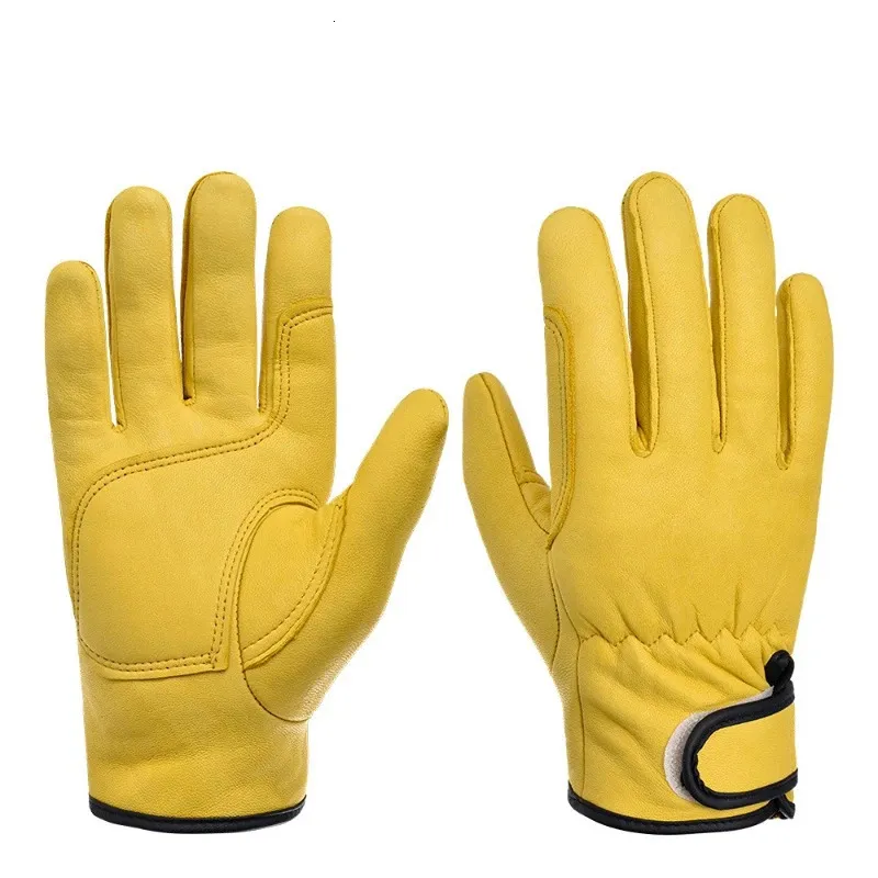 Five Fingers Gloves Work gloves sheepskin leather workers work welding safety protection garden sports motorcycle driver wearresistant 231013