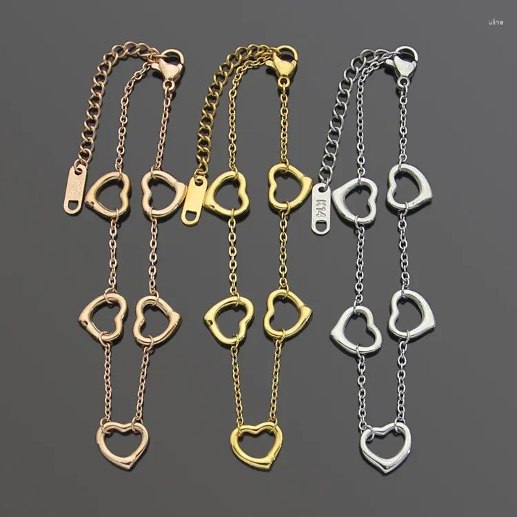 Link Bracelets Titanium Steel Jewelry Wholesale Letter 5 Heart Shaped Women's Foreign Trade Peach