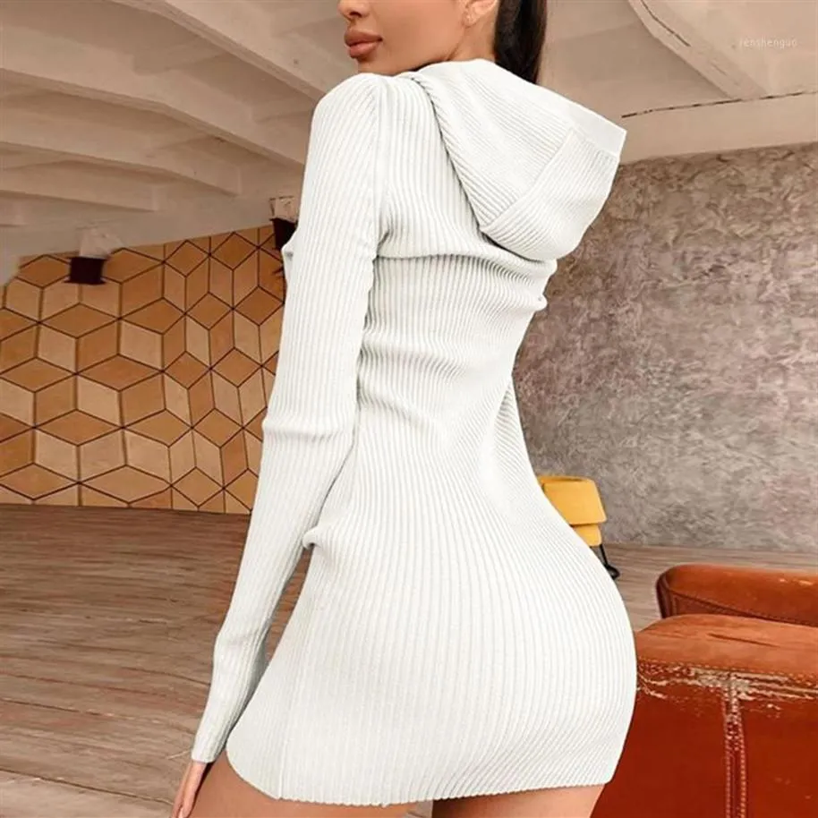 Casual Dresses Knitted Sweater Dress For Women Winter Short Sexy Club Wear Autumn Party Bodycon Mini Long Sleeve Solid Warm270p