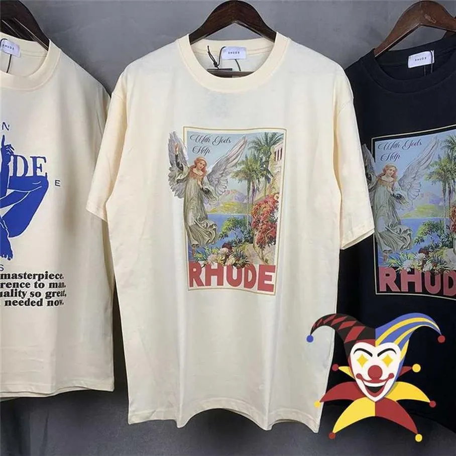 Homens camisetas Rhude T-shirt Homens Mulheres 1/1 Alta Qualidade Rhude Tee Vintage Tops Oversize Manga Curta T221202243B