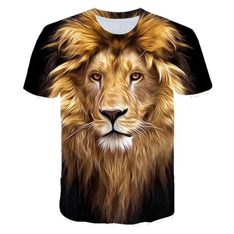 Męskie koszulki 2021 3D drukowana koszulka Lion Fun Tee Kids Boys Girl