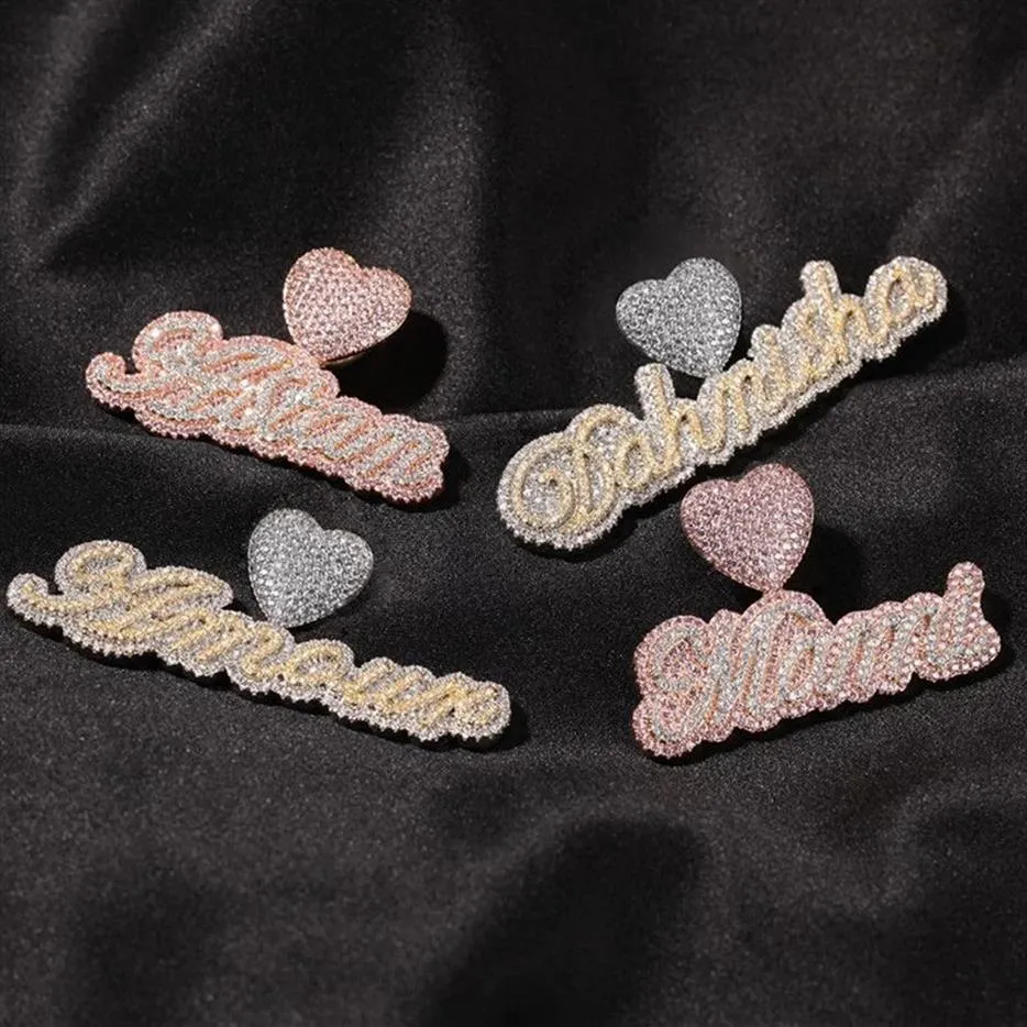Neue Mode DIY benutzerdefinierten Namen Buchstaben Halskette vergoldet Bling CZ Buchstaben Anhänger Halskette mit 3 mm 24 Zoll Seil Kette für Männer Frauen273E