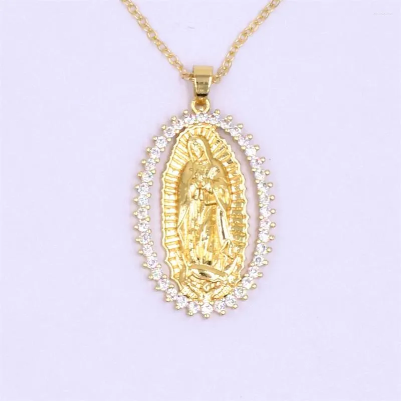 Pendanthalsband Our Lady of Guadalupe Cross Virgin Mary Religious Cubic Zirconia Geometric Women's Faith smycken Halsband
