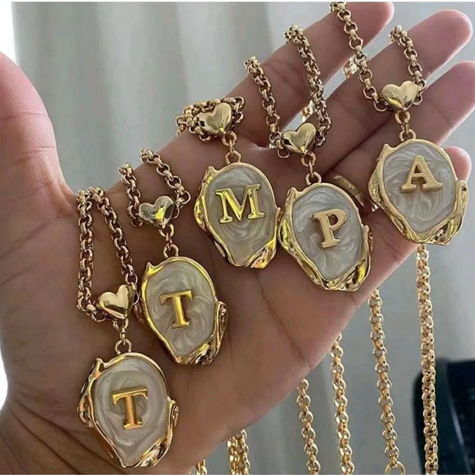 Collana con pendente a forma di lettera A-Z placcata in oro giallo di nuova moda in acciaio inossidabile Bel regalo per uomo Donna Bel regalo286O