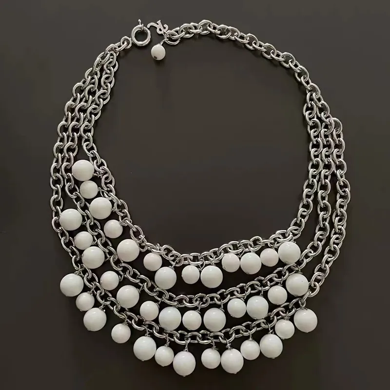 New RAF SIMONS Black And White Black Pearl Chain Designs New RAF SIMONS Black And White Black Pearl Chain Designs