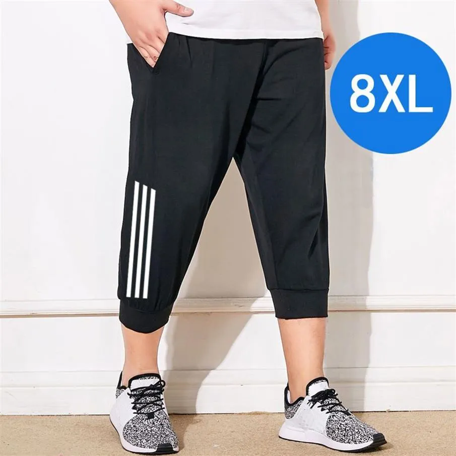 Men Plus Size Short Pants Cotton Sweatshirts Jogging Pant Casual Color Block Pockets Drawstring Capris Trousers 8XL Big Sports Sho258n