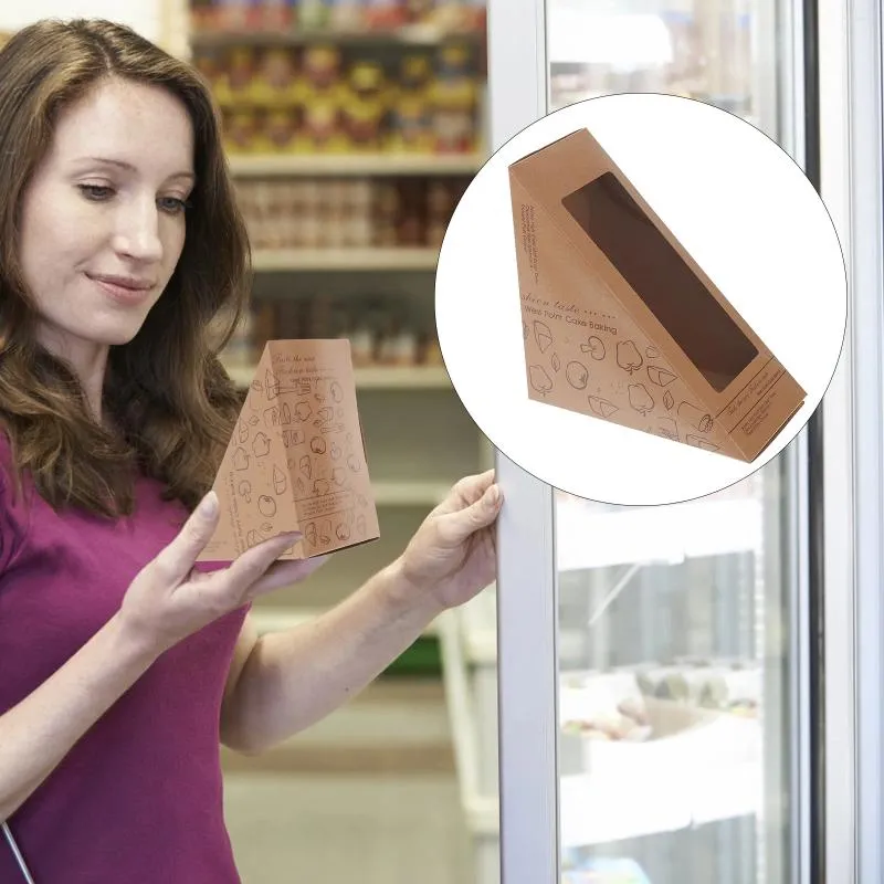 Conteneurs à emporter 100 pièces, boîte à Sandwich, récipient d'emballage en plastique pour aliments, ouvrir la fenêtre, gâteau en papier