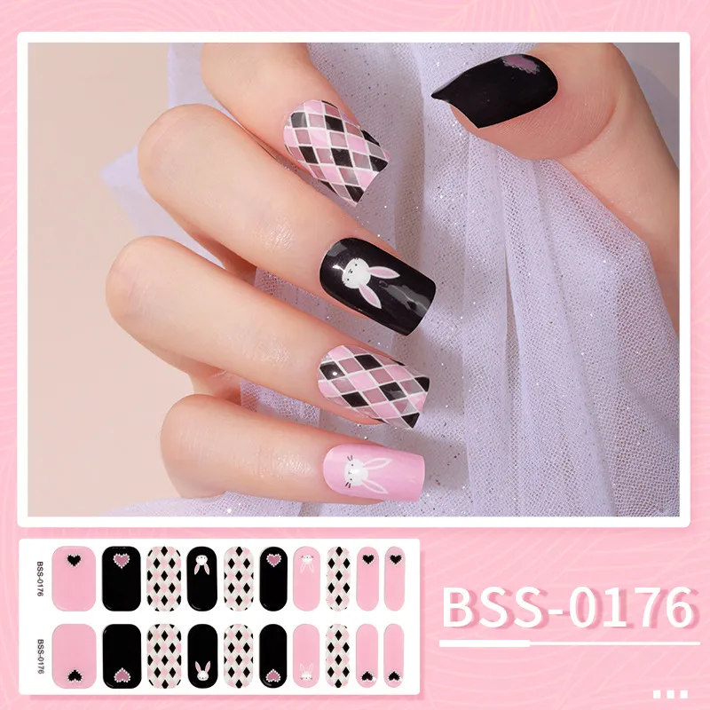 Semi Cured Gel Nail Polish Strips Waterproof Nail Stickers Self