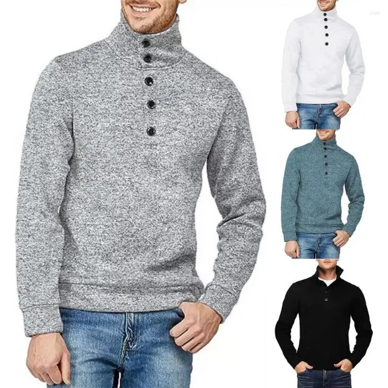Sweat-shirt à capuche et col montant pour homme, pull élégant et confortable, avec demi-col roulé, décontracté, automne