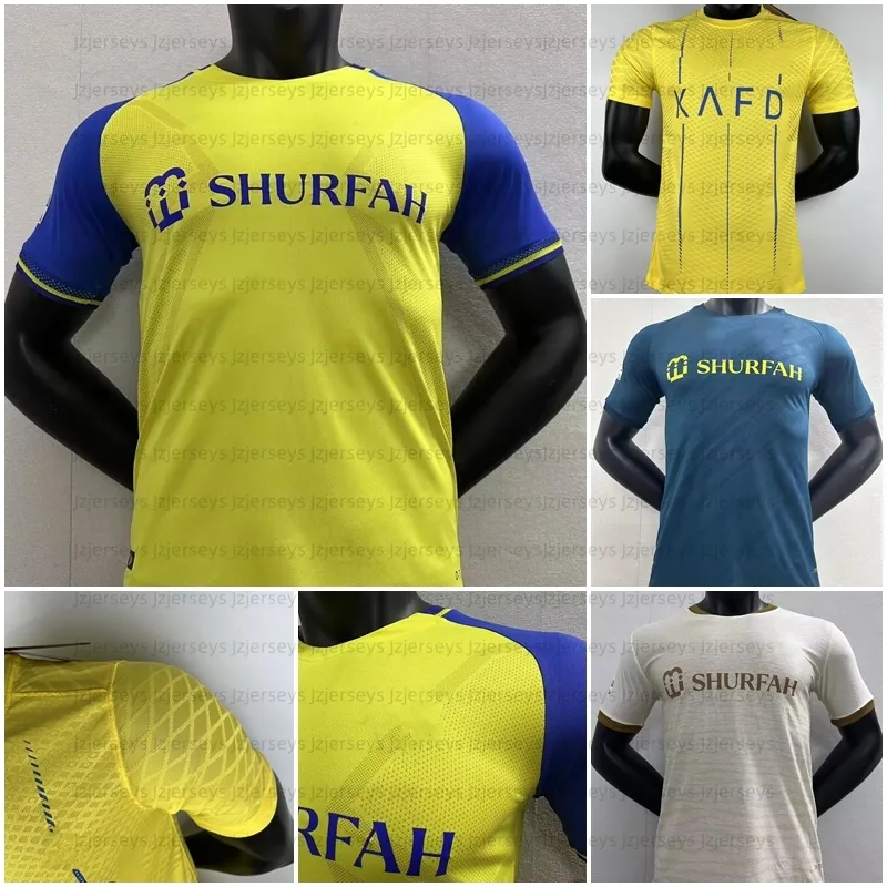 Al NasSR Versão do jogador Camisas de futebol RONALDO Home away CR7 Gonzalo Martinez Uniformes de futebol Talisca Ghislain Konan Vincent Aboubakar Camisa de futebol Al-Nassr FC